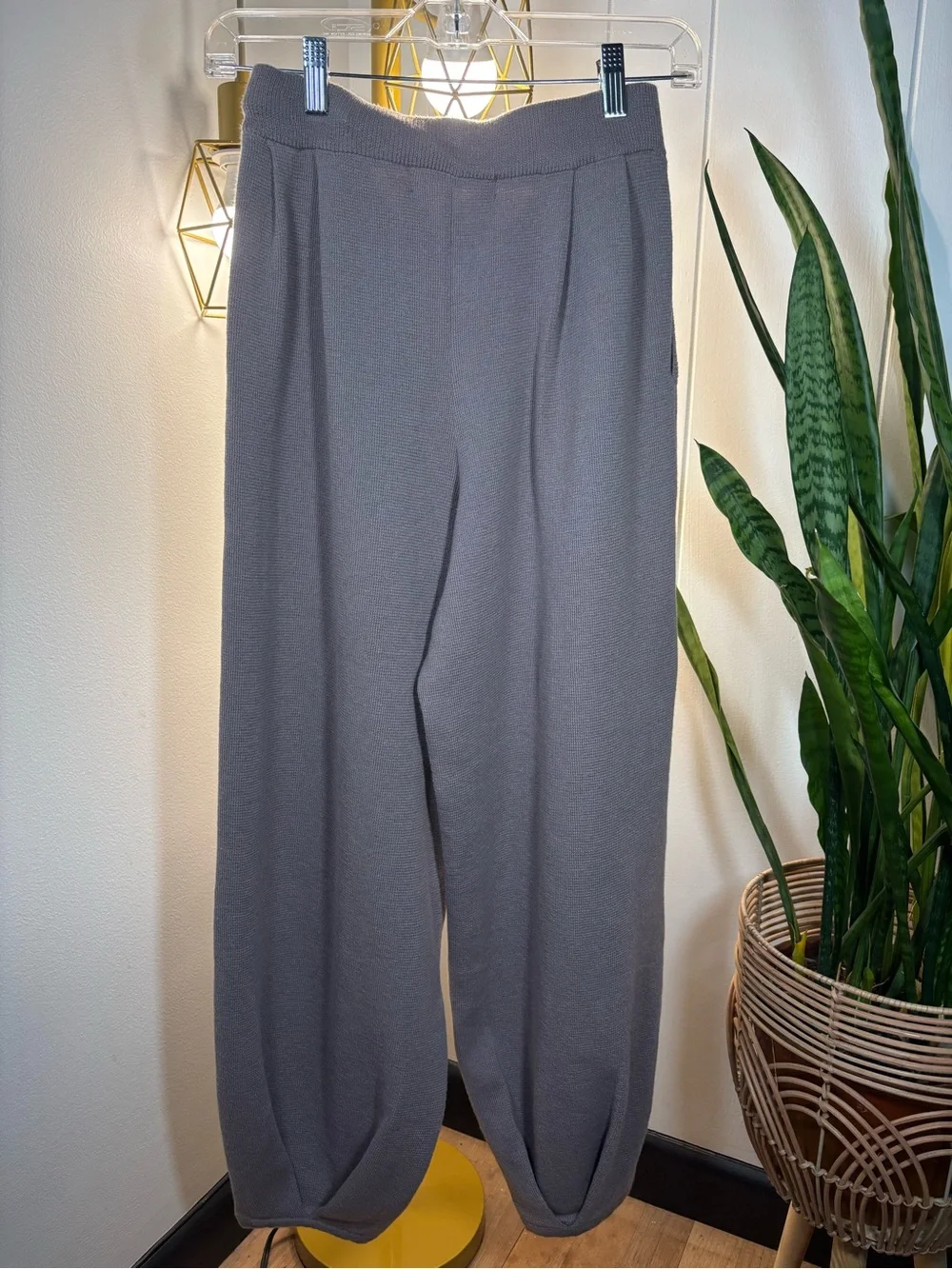 Free People Beach Freya Knit Pants •taupe, linen blend, pockets, S - Picture 4 of 12